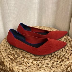 Rothy’s pointed toe red flats sustainable Comfortable flexible light women’s 10
